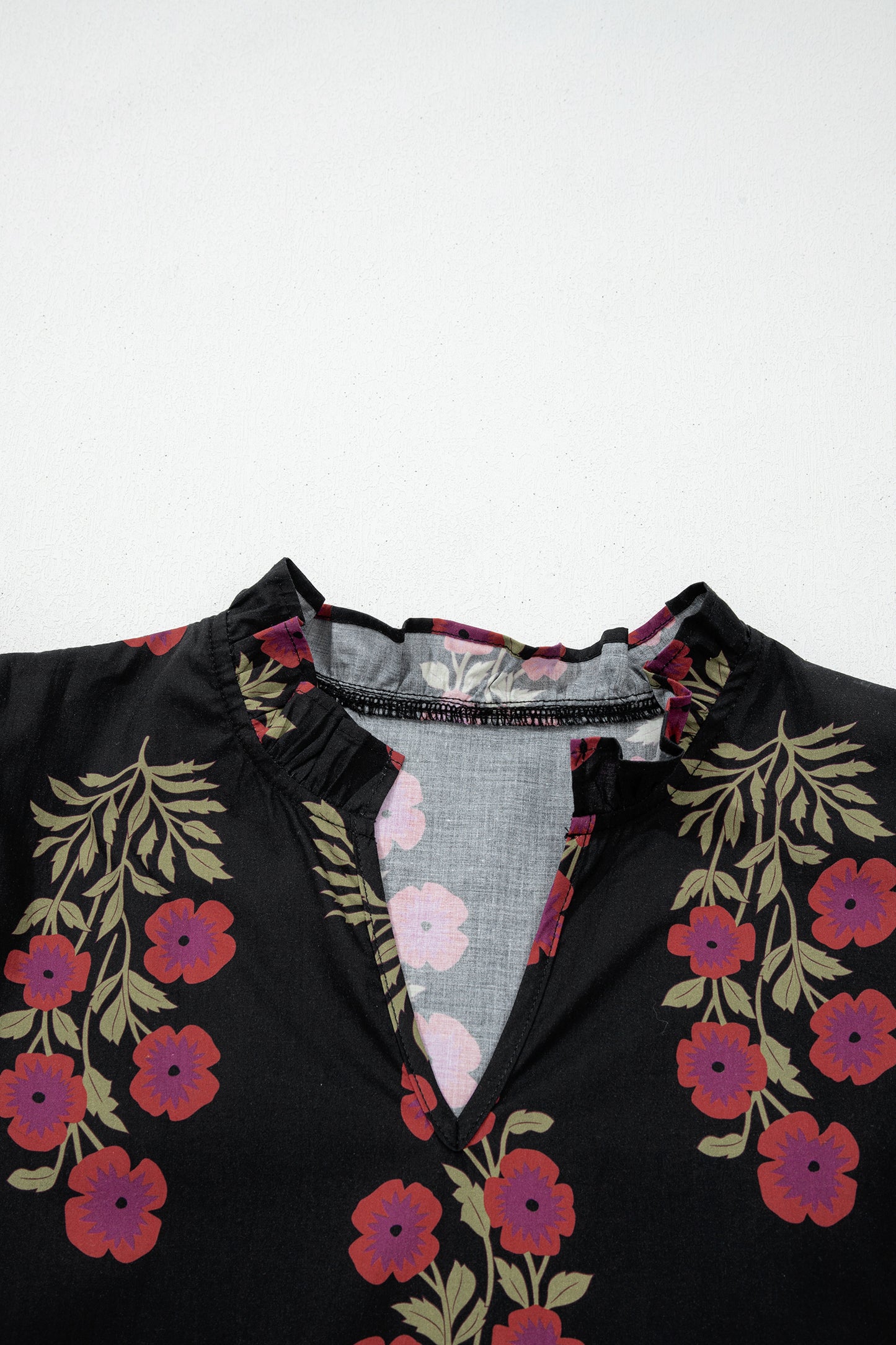 Black Floral Short Sleeve Maxi Dress