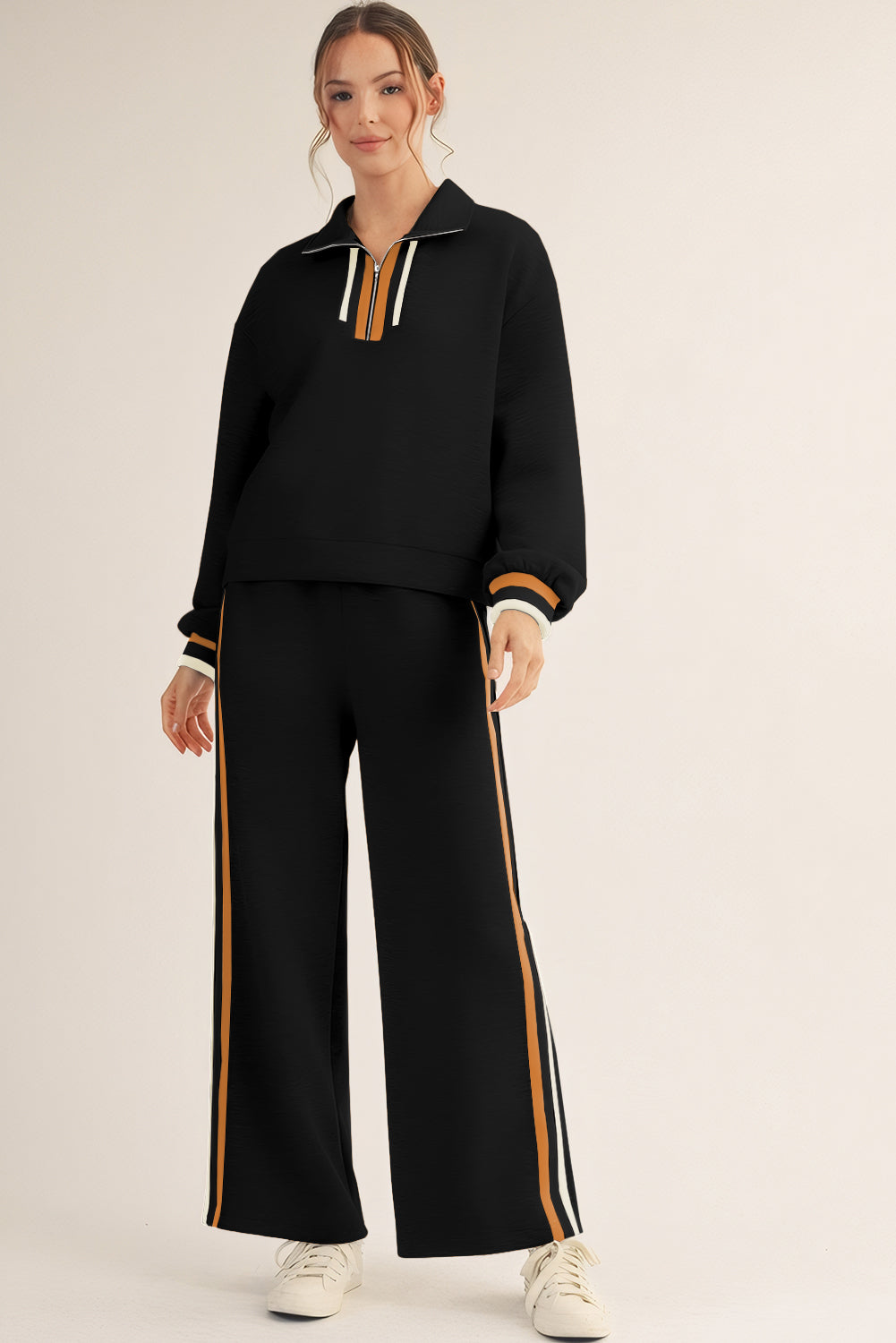Quarter Zip Pullover Loose Pants Set