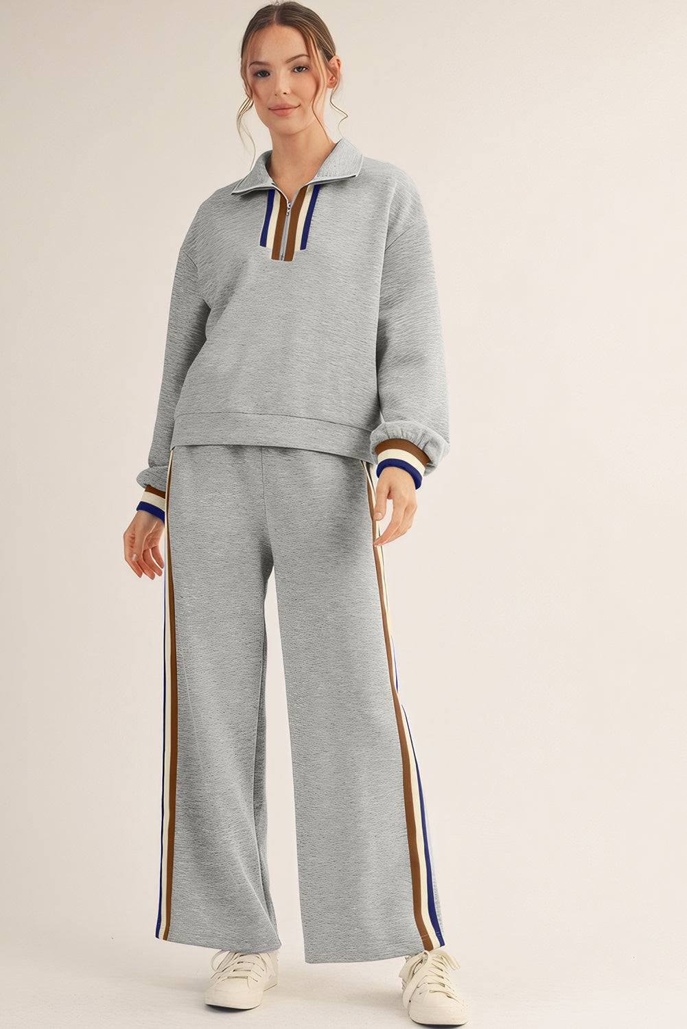Quarter Zip Pullover Loose Pants Set