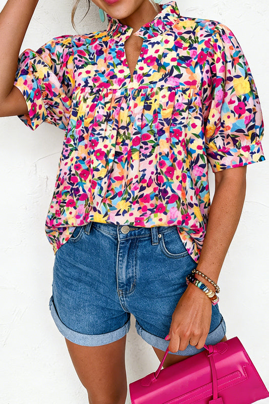 Pink Flower Power  Blouse