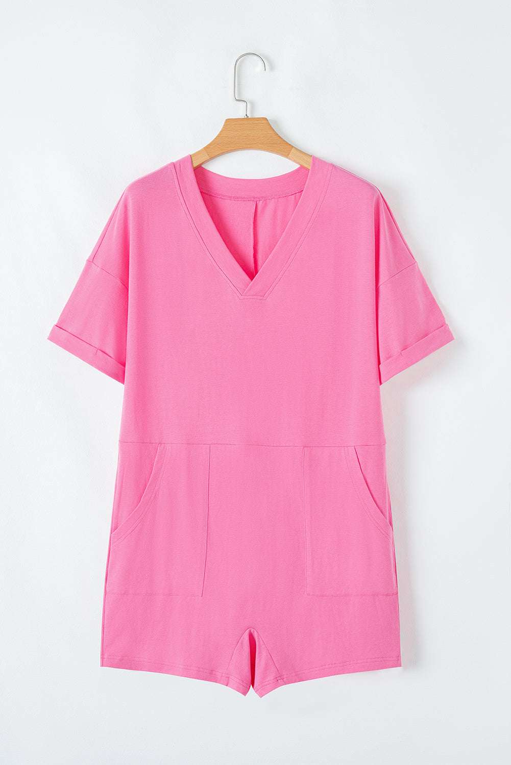 Loose Half Sleeve V Neck Romper