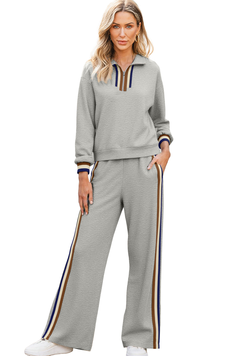 Quarter Zip Pullover Loose Pants Set