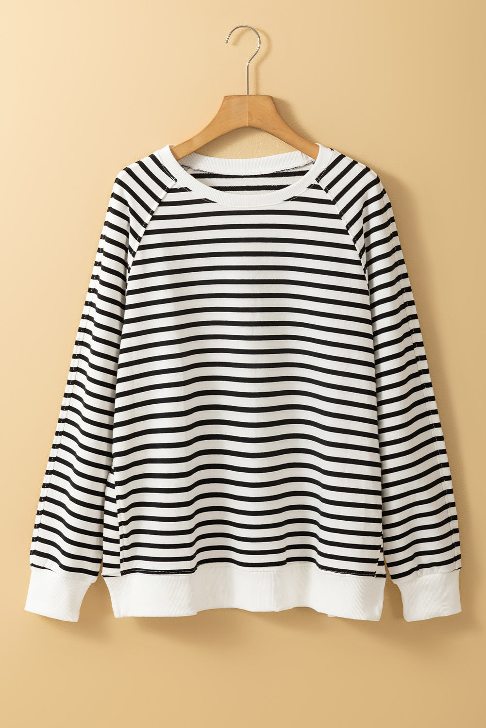 Black Stripe Loose Split Sweatshirt
