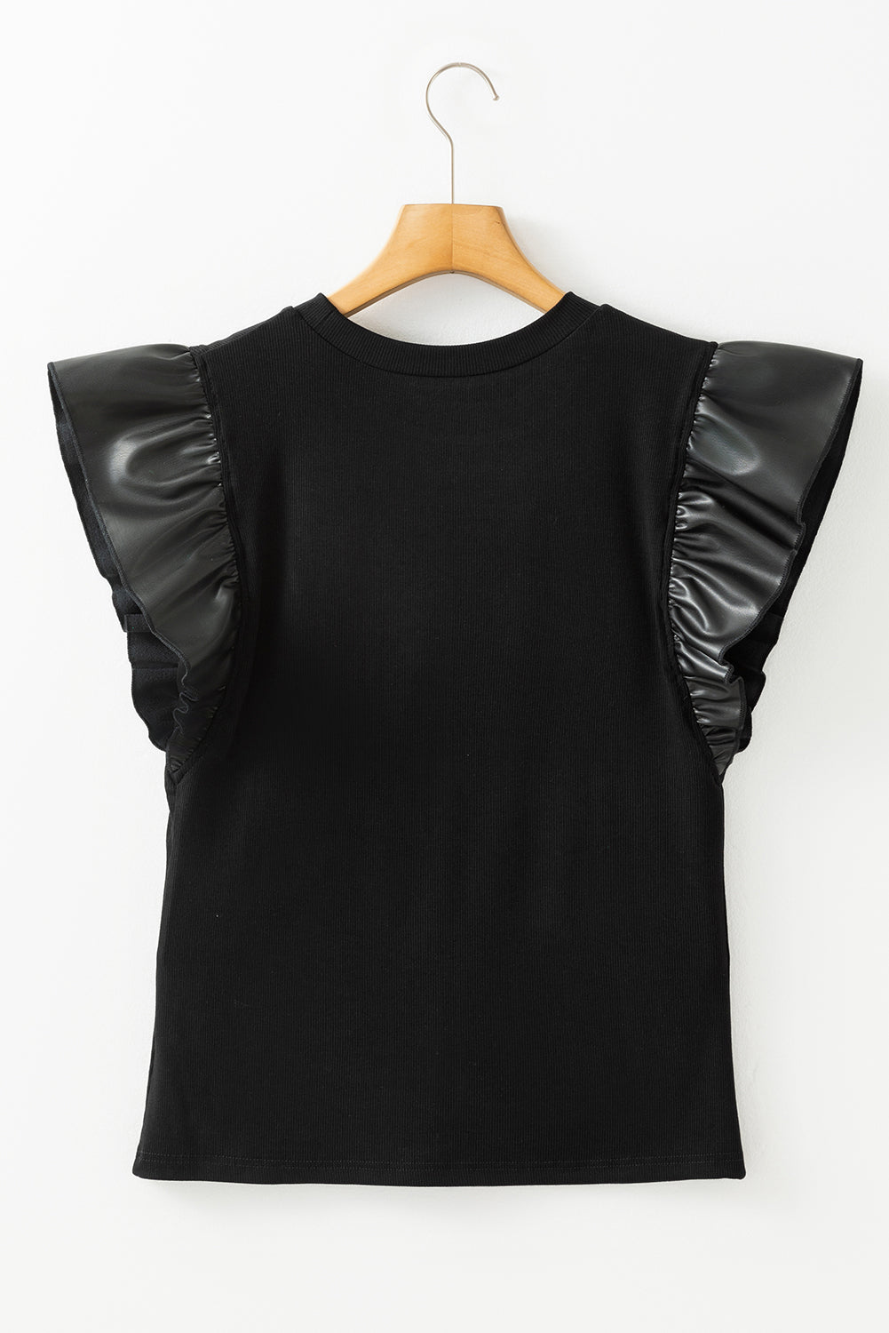 Black GAME DAY Checkered Letter Ruffle Sleeve Top